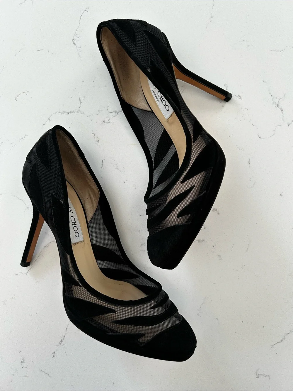 Jimmy Choo mesh suede heel size 7.5 black